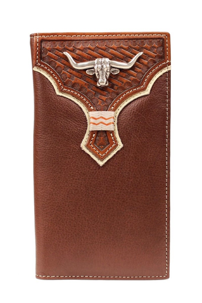 Longhorn Concho Embossed Leather Rodeo Wallet - Western World Sadldery Qld