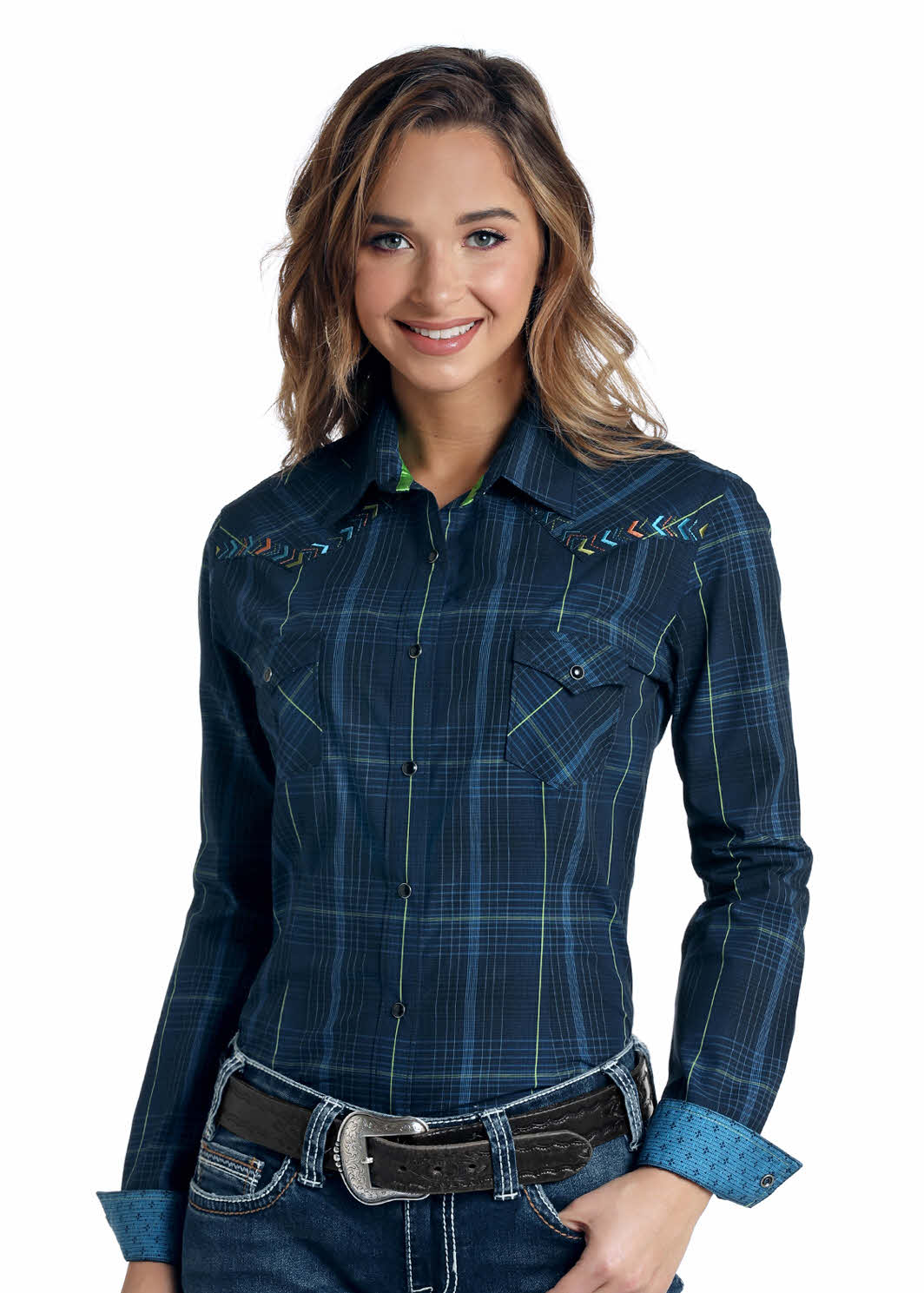 Ladies Panhandle Slim Dress Shirt with Aztec Embroidery | Western World ...